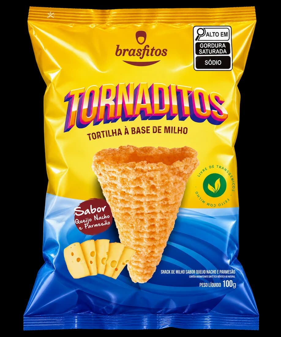 Embalagem Tornaditos Queijo Nacho e Parmesão · 100 g